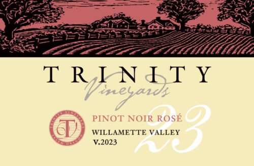 A label for wine is shown with a picture of the winery.